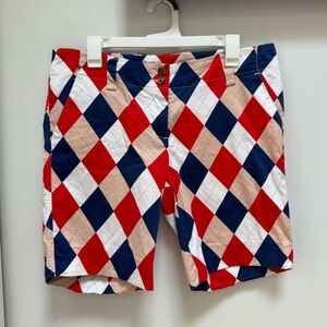 Loudmouth peach red white and blue argyle golf shorts size 8